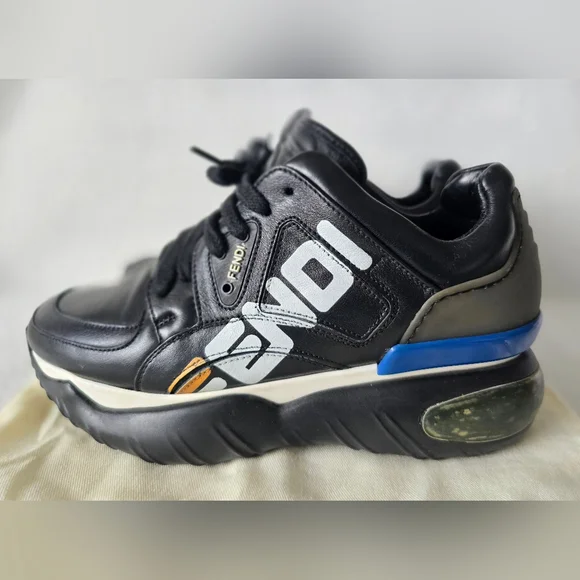 ❤️ Authentic Fendi X Fila Black Leather Fila Mania Platform